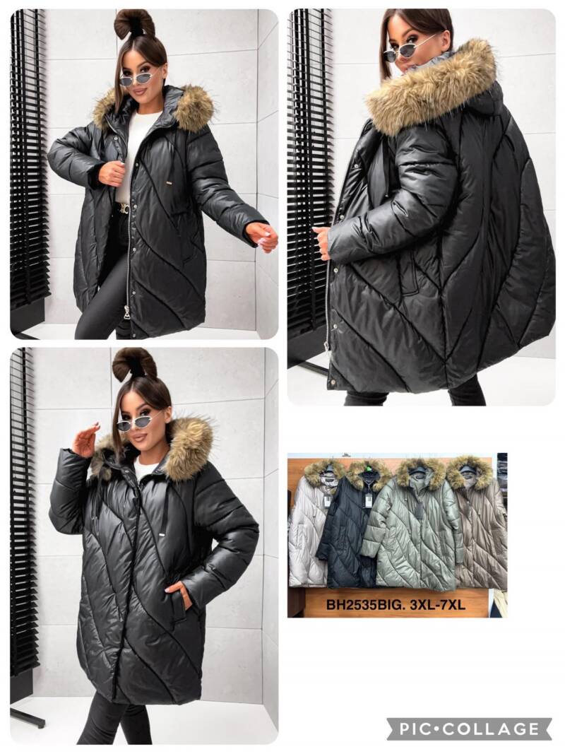 Kurtki damskie zimowe Roz 3XL-7XL, 1 Kolor Paczka 5 szt